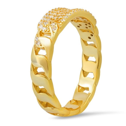 14k Diamond ID Bar Cuban Link Ring