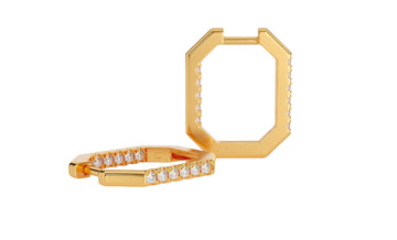 14k Octagonal Diamond Earrings