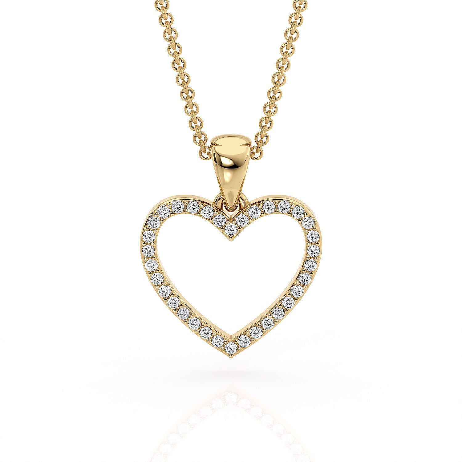 14k Diamond Heart Pendant Necklace