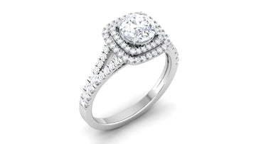 18k Double Halo Solitaire Ring