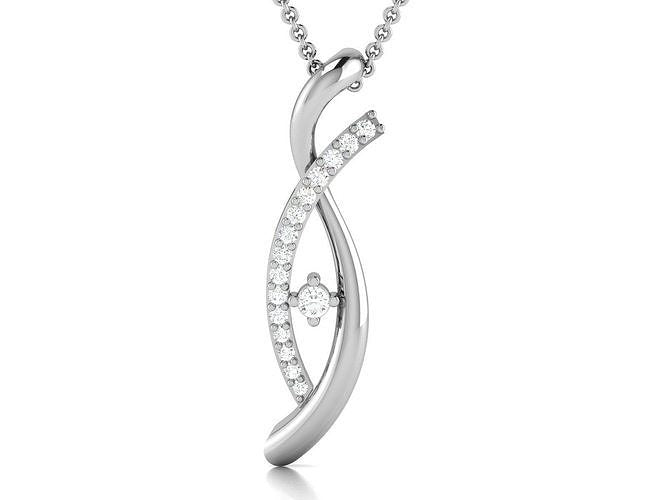 Womens Diamond Twist Pendant Necklace