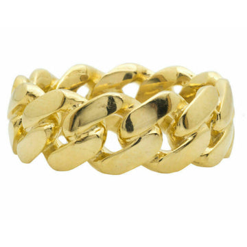 14K Yellow Gold Cuban Link Design Wedding Band