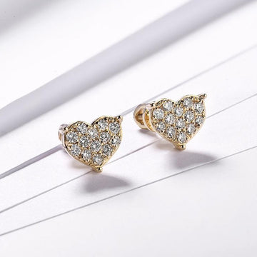 Classic Heart Yellow Gold Earrings