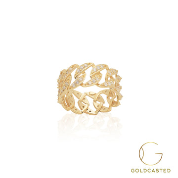 14k Diamond Cuban Link Ring